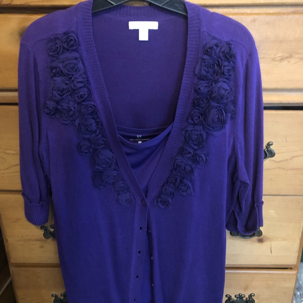 New York & Company XL purple cardigan w/shell